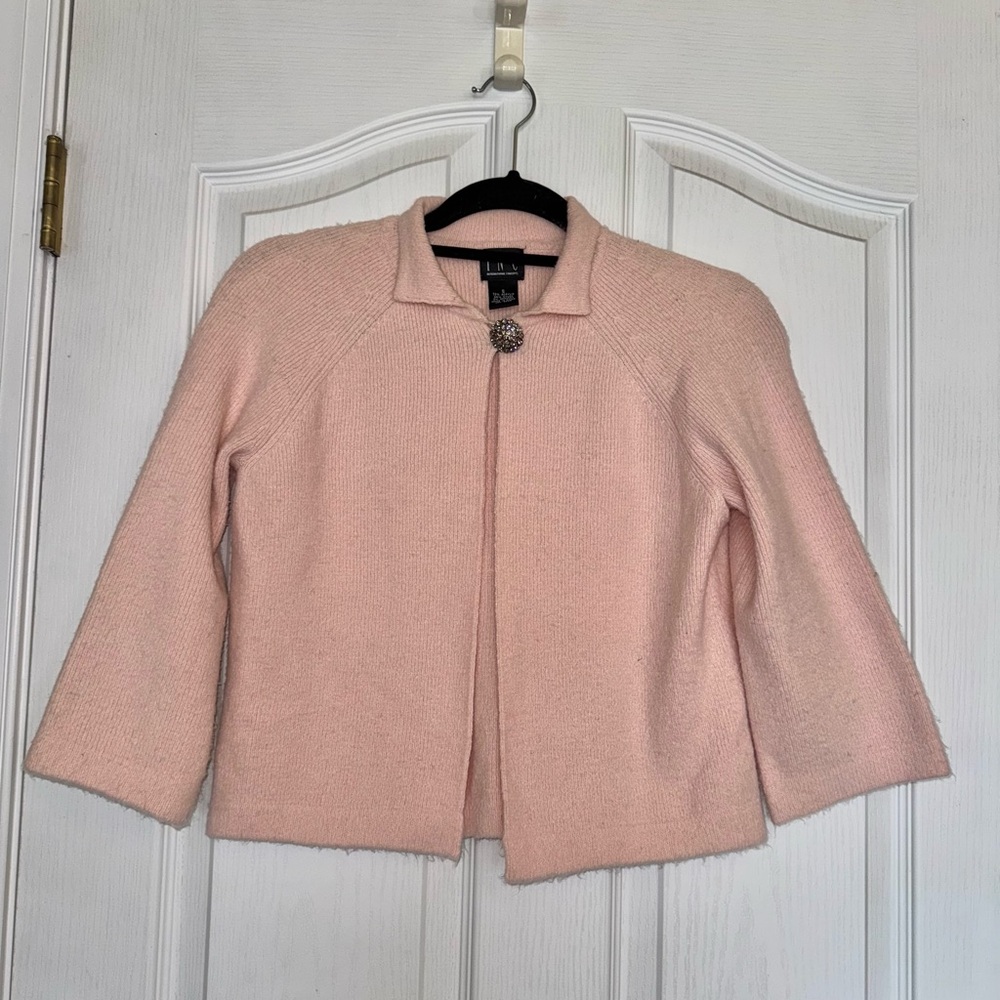 INC Light Pink One Jewel Button Cardigan Coquette girl Cottagecore Size Small